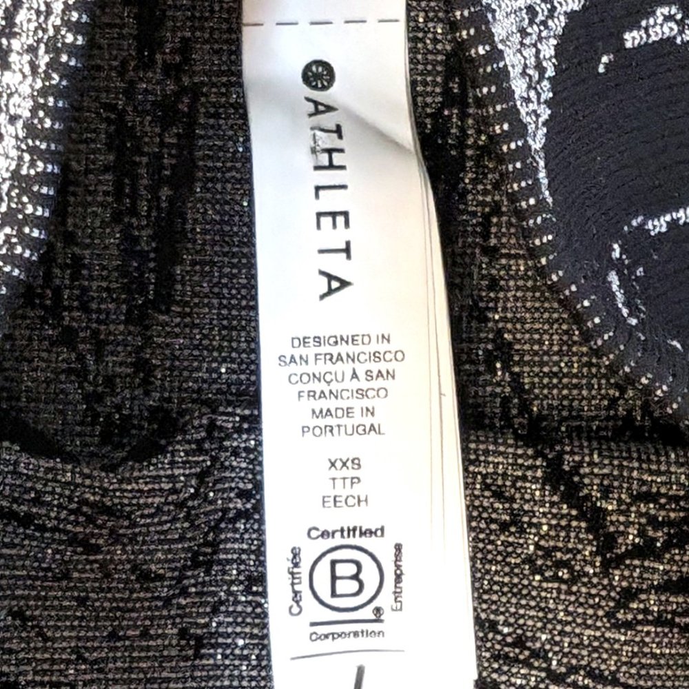 Athleta Black Silver Marble Aurora Shine Seamless Tights Leggings Women Size XXS - Picture 8 of 9